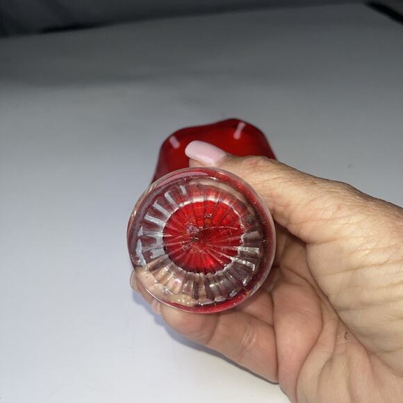 Vintage Blown Art Glass Vase Ruffled Edge w/ Applied Glass Bird 4.5" Murano - Picture 6 of 7